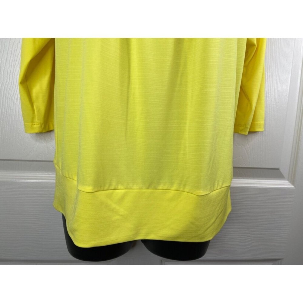 AGB Blouse Womens Size Small S 3/4 Sleeve Solid Yellow Stretch Top Square Neck - Picture 4 of 8
